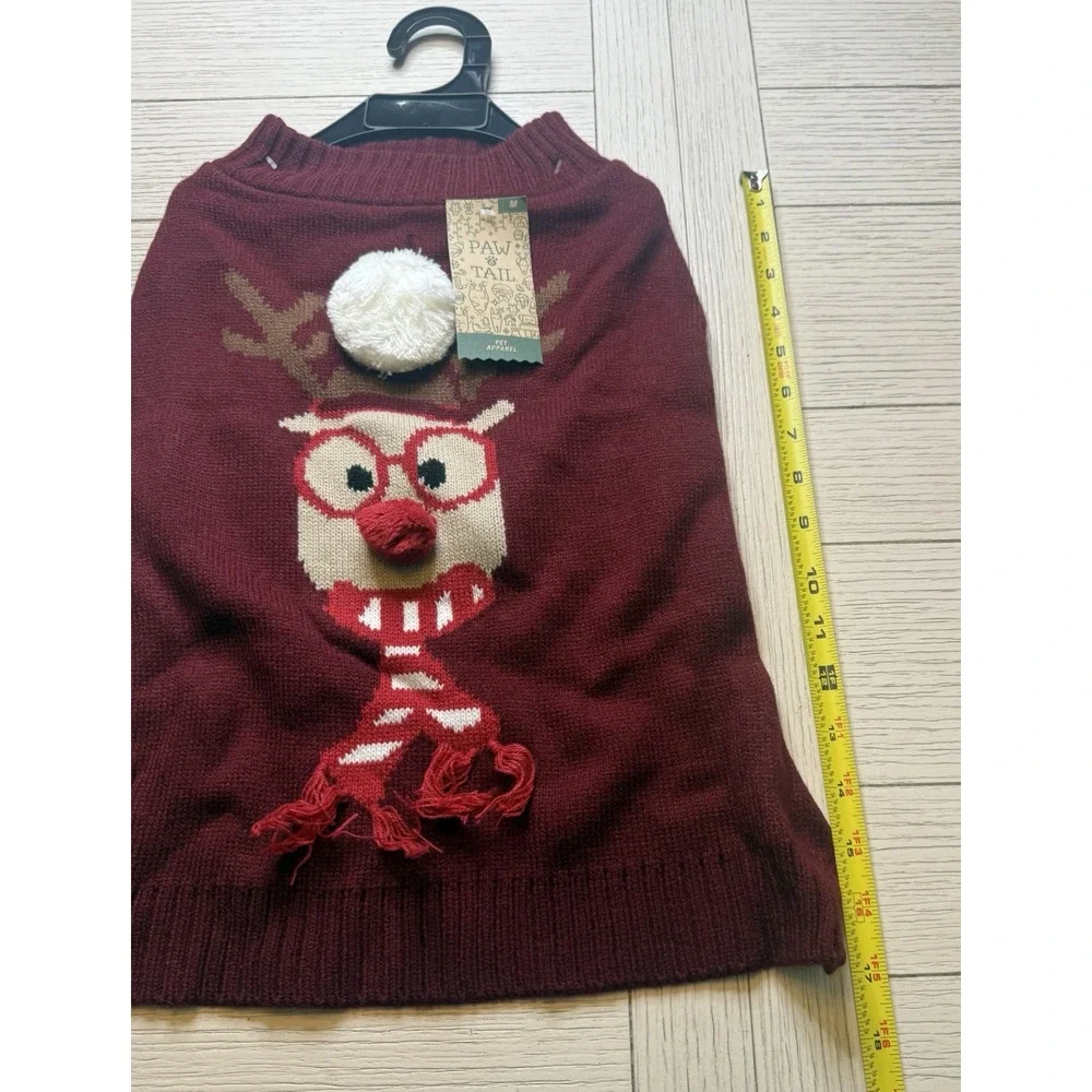 Paw & Tail NWT Pet Holiday Christmas Sweater.‎ Rudolph W/ Pom Pom Nose. Sz M